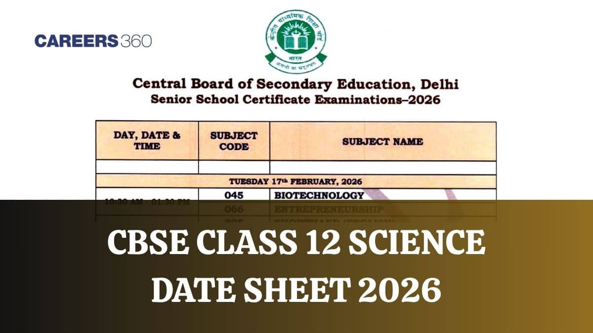 Final Date Sheet of Class 12 2026 CBSE Board Science Stream Out, PDF Download @cbse.gov.in